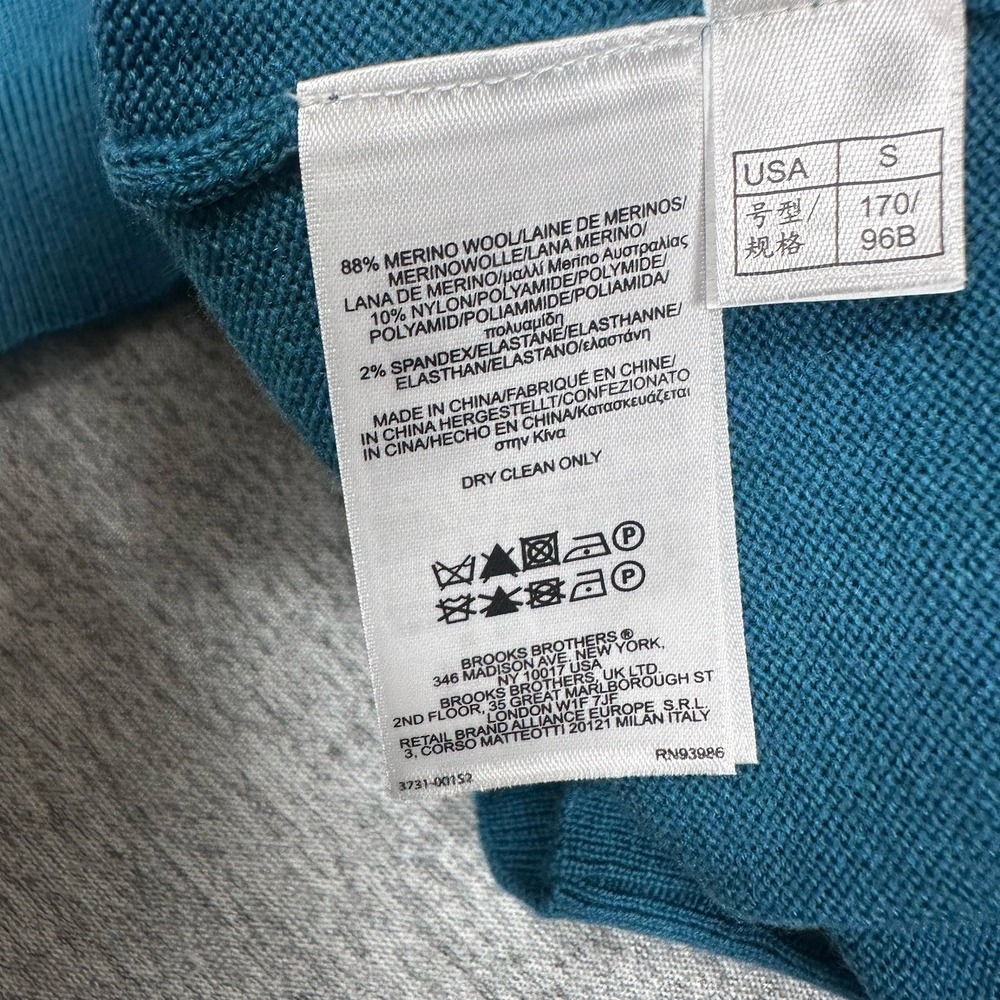 Brooks Brothers Sweater Mens Size Small Blue Merino Wool Blend V-Neck Preppy - Picture 10 of 10